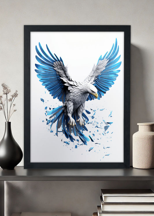Quadro Decorativo Agui azulada da paz - Com vidro