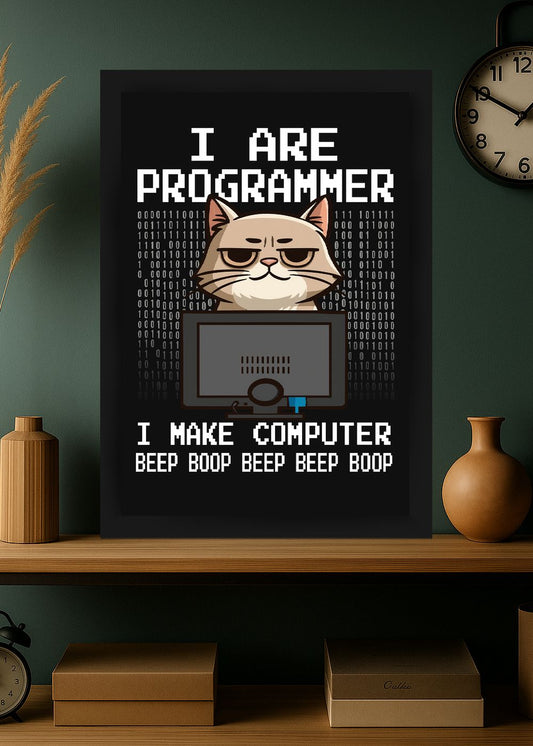Quadro I Are Programmer Grumpy Cat com Vidro e Moldura