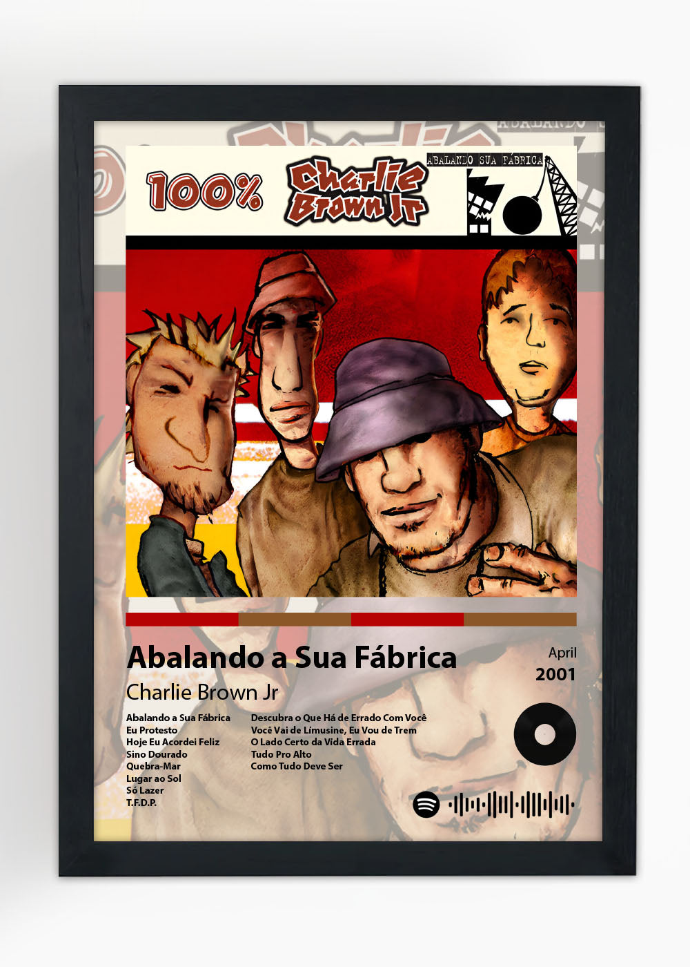 Quadro Decorativo Charlie Brown Jr Abalando.... - Com vidro