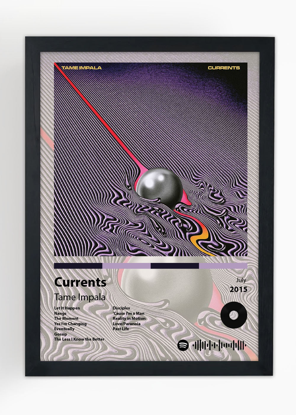 Quadro Decorativo Currents Tame Impala - Com vidro