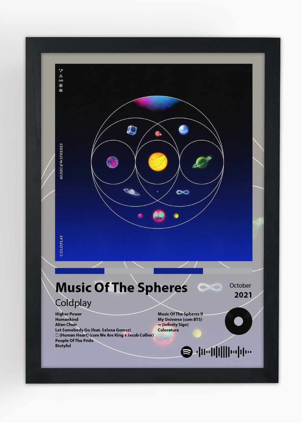Quadro Decorativo Music of the Spheres Coldplay - Com vidro