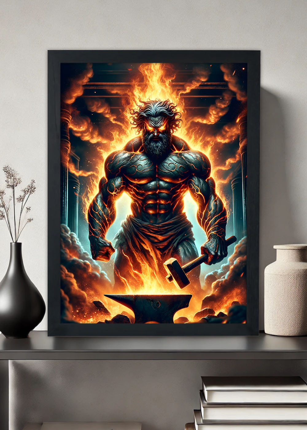 Quadro Decorativo Hefesto em sua forma mais... - Com vidro