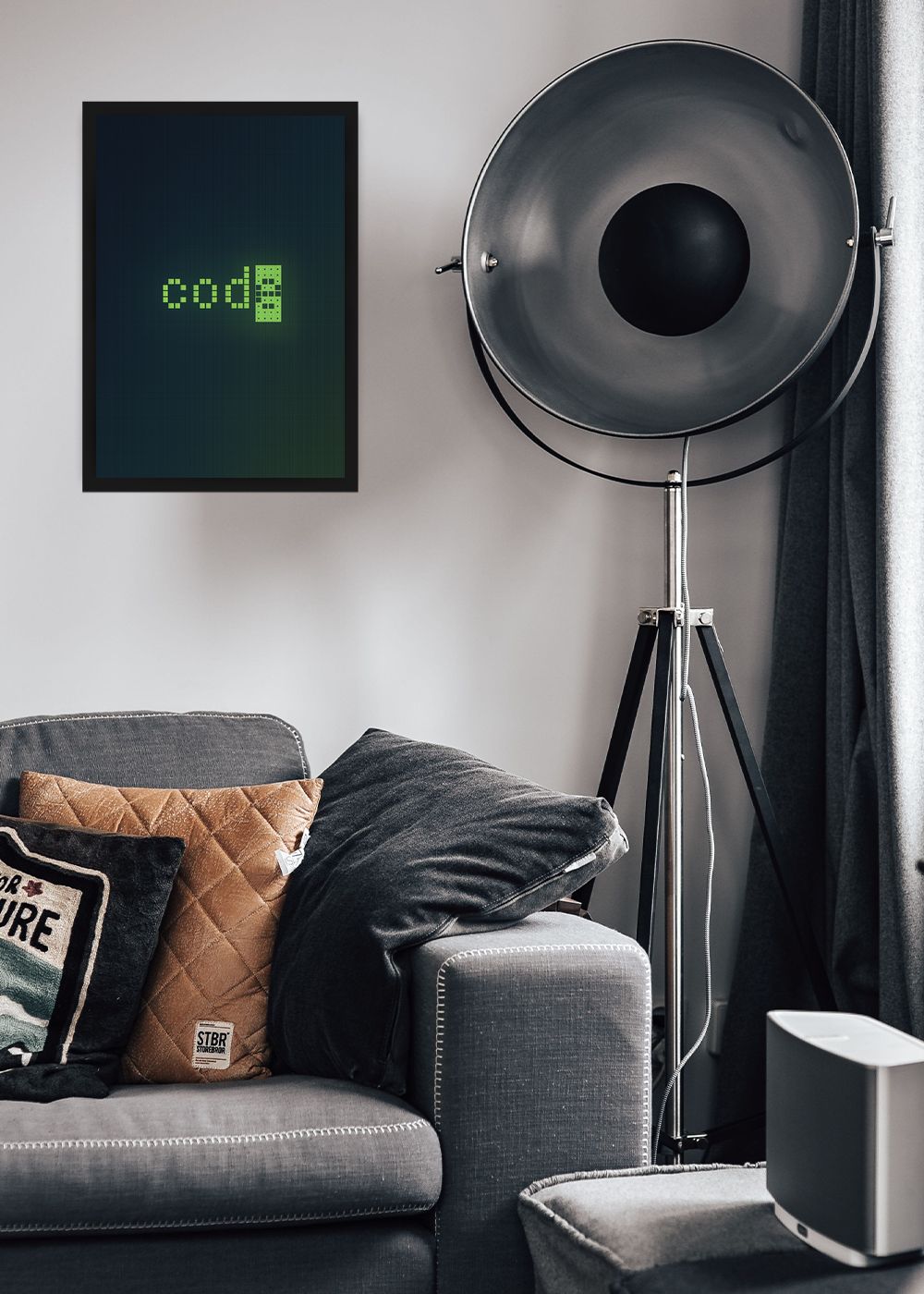 Quadro Geek Code Dev Pixels com Vidro e Moldura