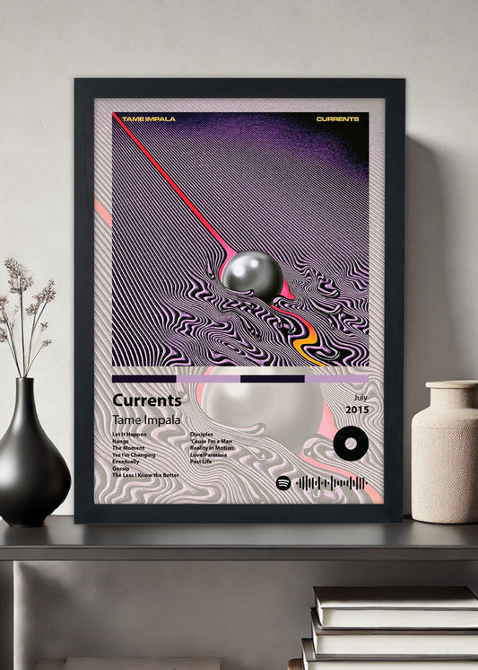 Quadro Decorativo Currents Tame Impala - Com vidro
