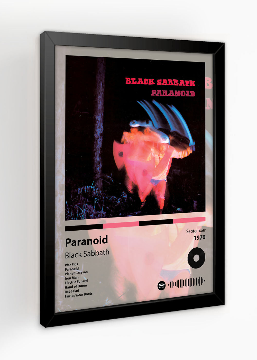 Quadro Decorativo Paranoid - Black Sabbath - Com vidro