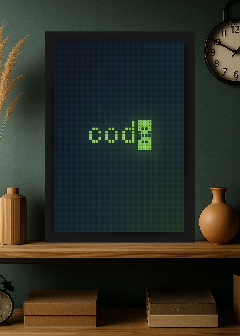 Quadro Geek Code Dev Pixels com Vidro e Moldura