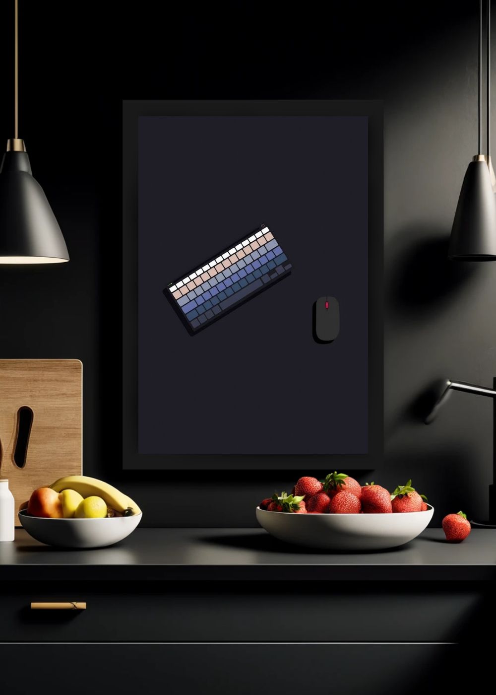 Quadro Setup Minimalista com Vidro e Moldura