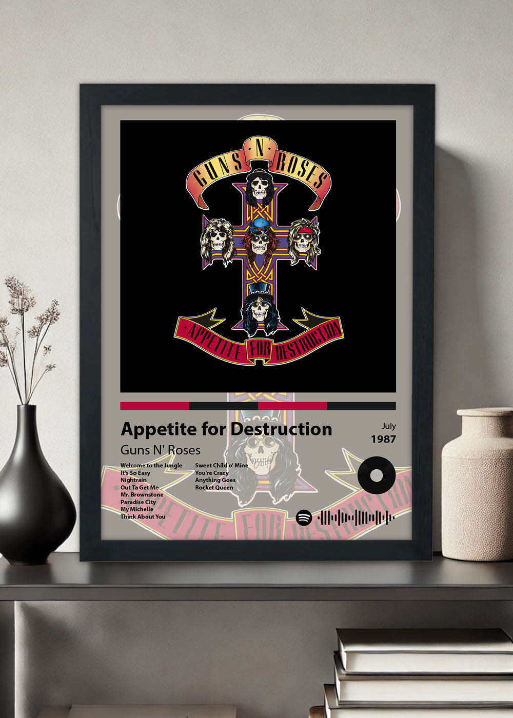 Quadro Decorativo Appetite For....Guns N' Roses - Com vidro