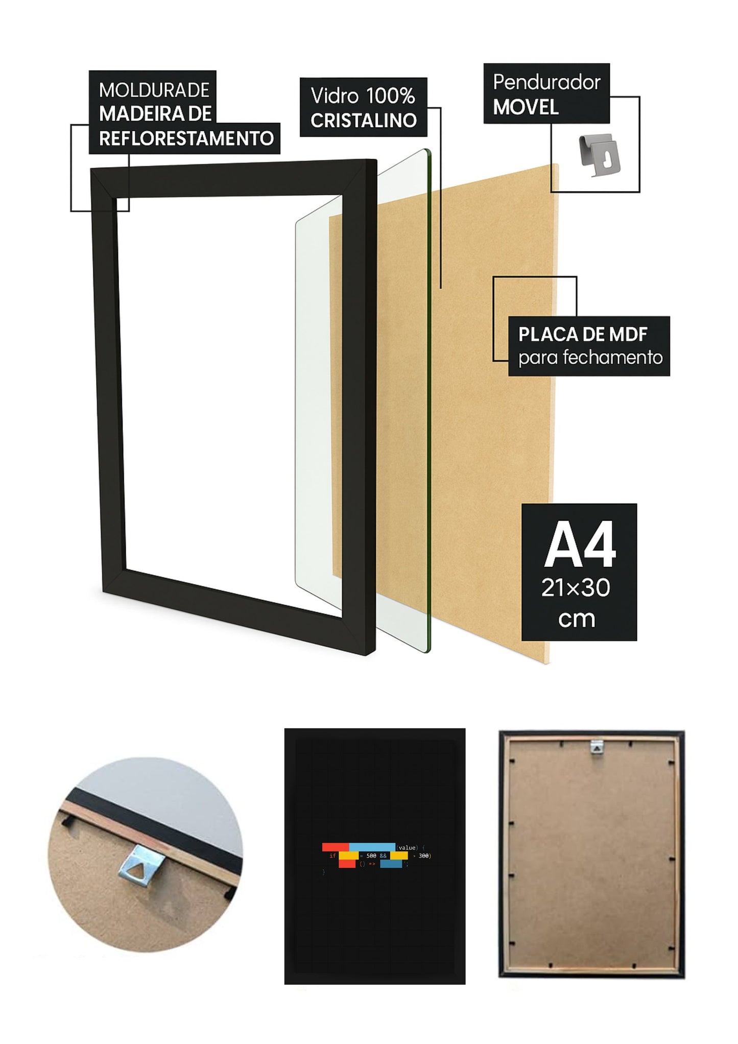 Quadro Dev If Código Condicional com Moldura e Vidro