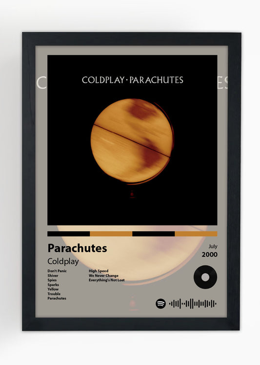 Quadro Decorativo Parachutes - Coldplay - Com vidro