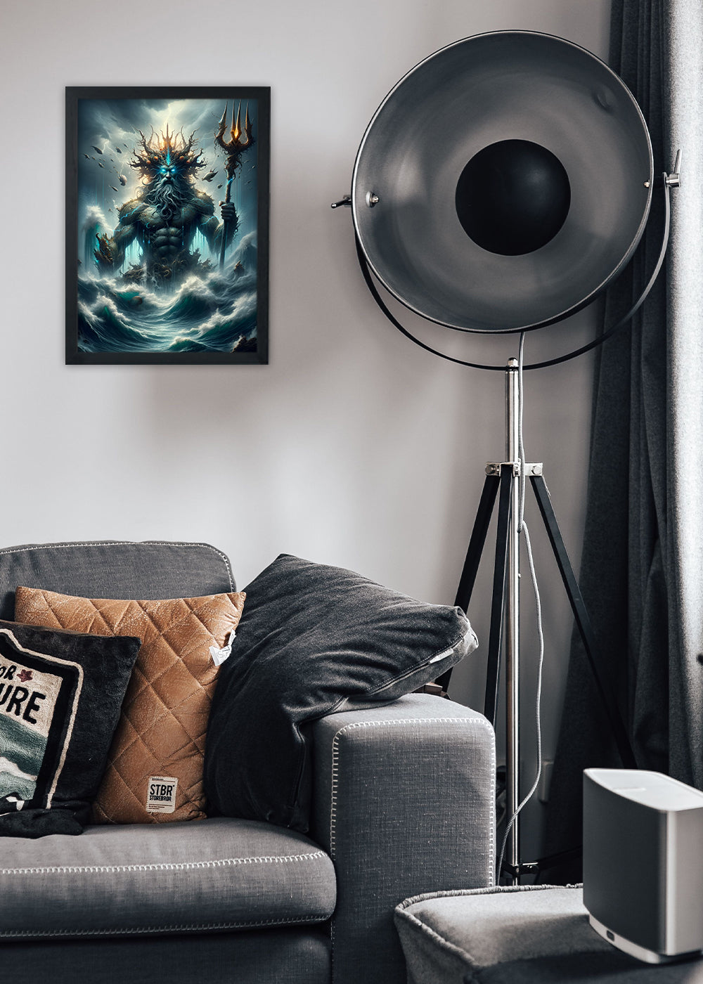 Quadro Decorativo Poseidon o Deus protetor... - Com vidro