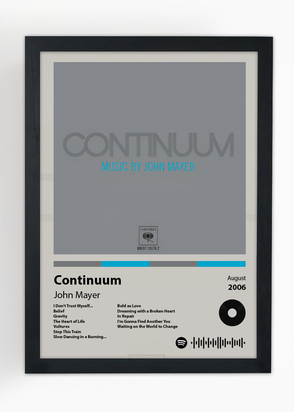 Quadro Decorativo Continuum - John Mayer - Com vidro