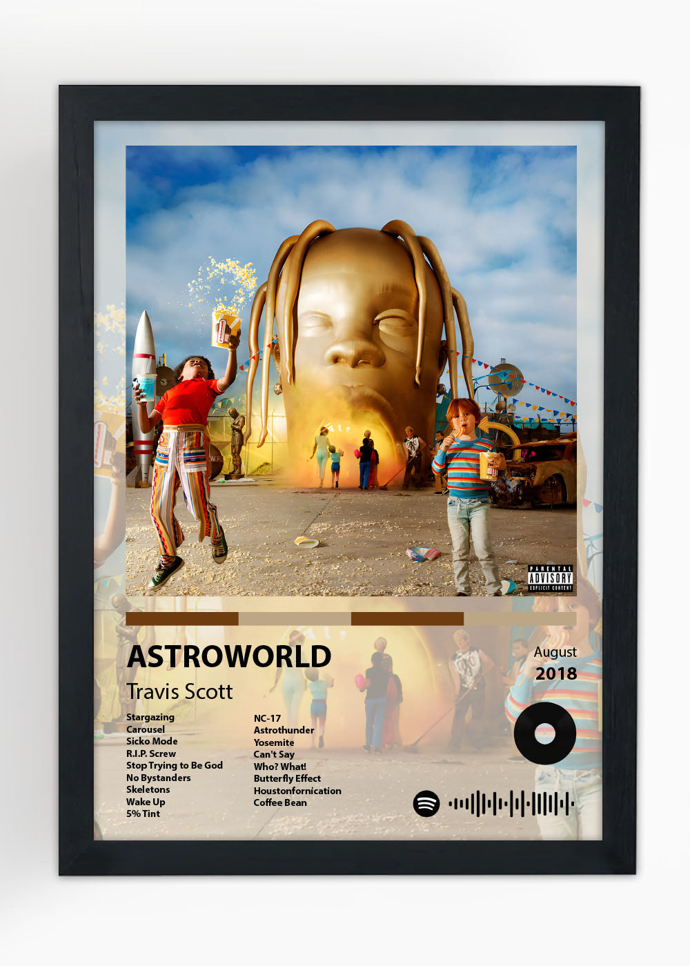 Quadro Decorativo ASTROWORLD - Travis Scott - Com vidro