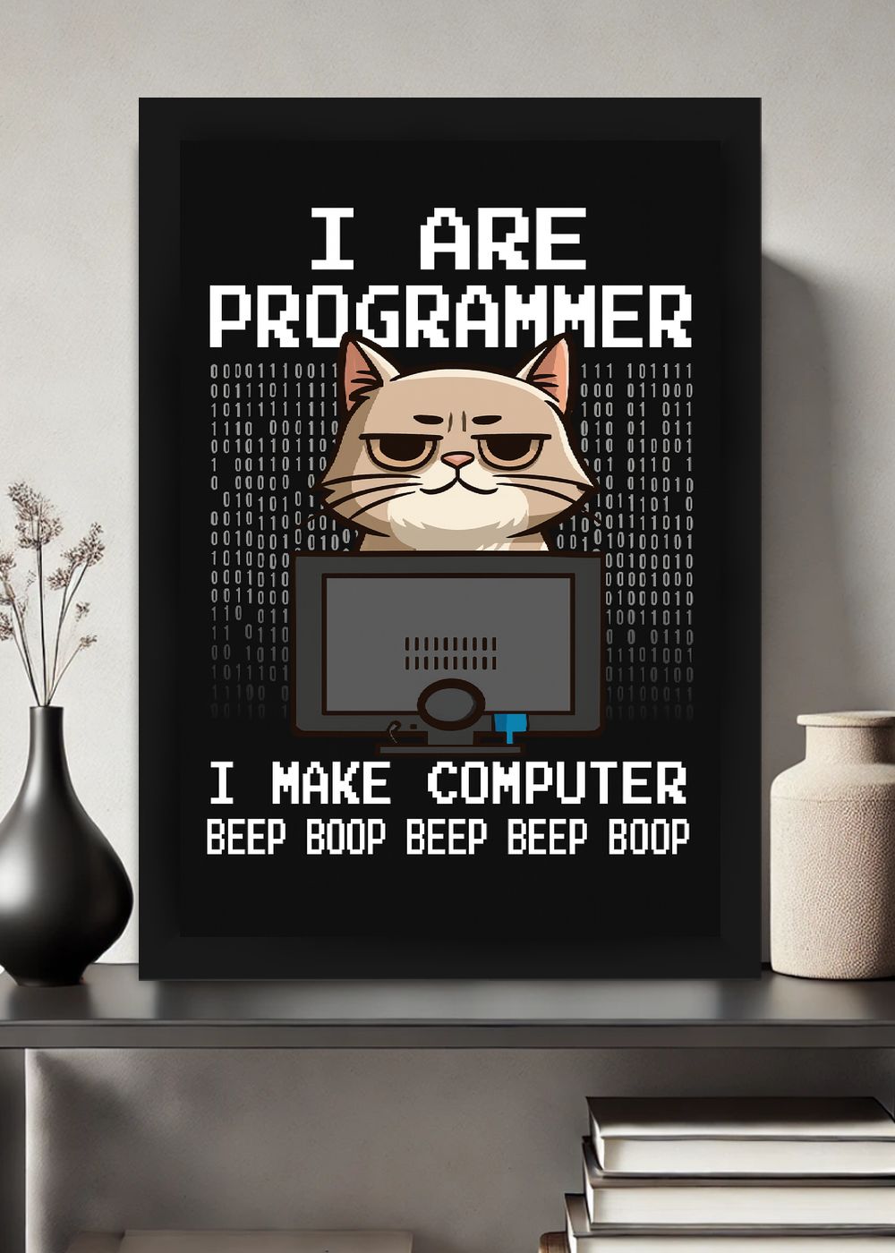 Quadro I Are Programmer Grumpy Cat com Vidro e Moldura