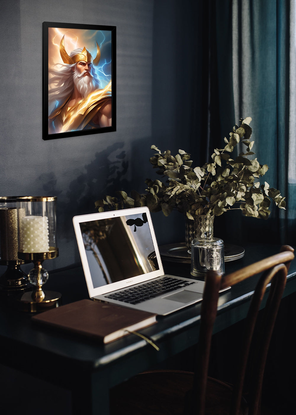 Quadro Decorativo Zeus deus do trovão - Com vidro