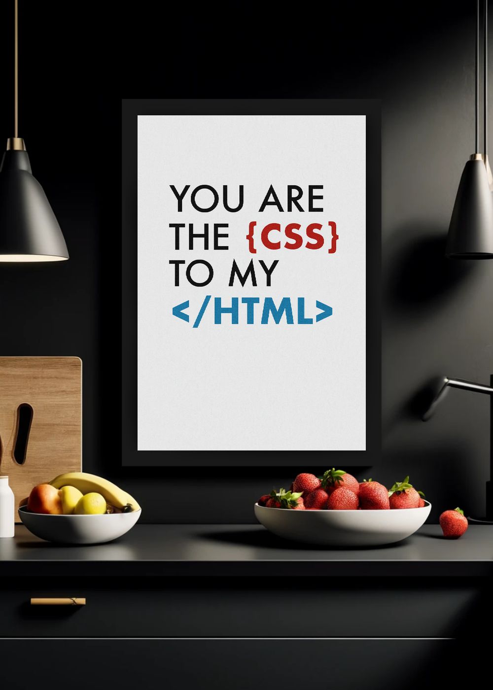Quadro Geek You Are CSS To My HTML Com Vidro e Moldura