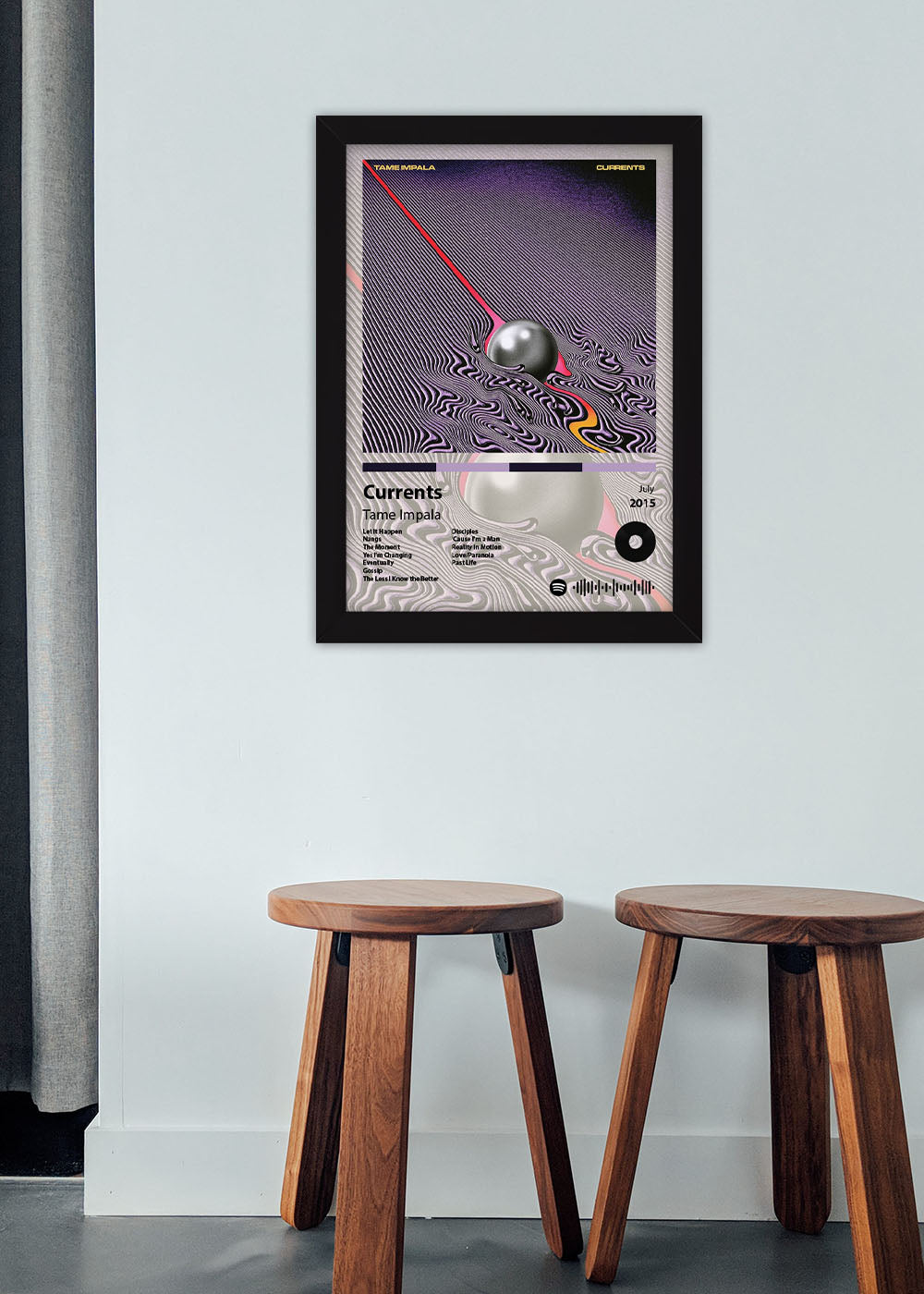 Quadro Decorativo Currents Tame Impala - Com vidro