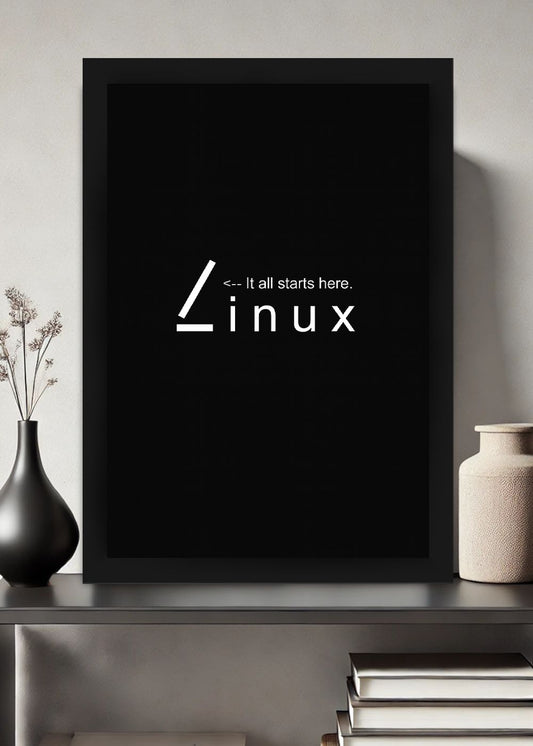 Quadro Linux: O Ponto de Partida com Vidro e Moldura