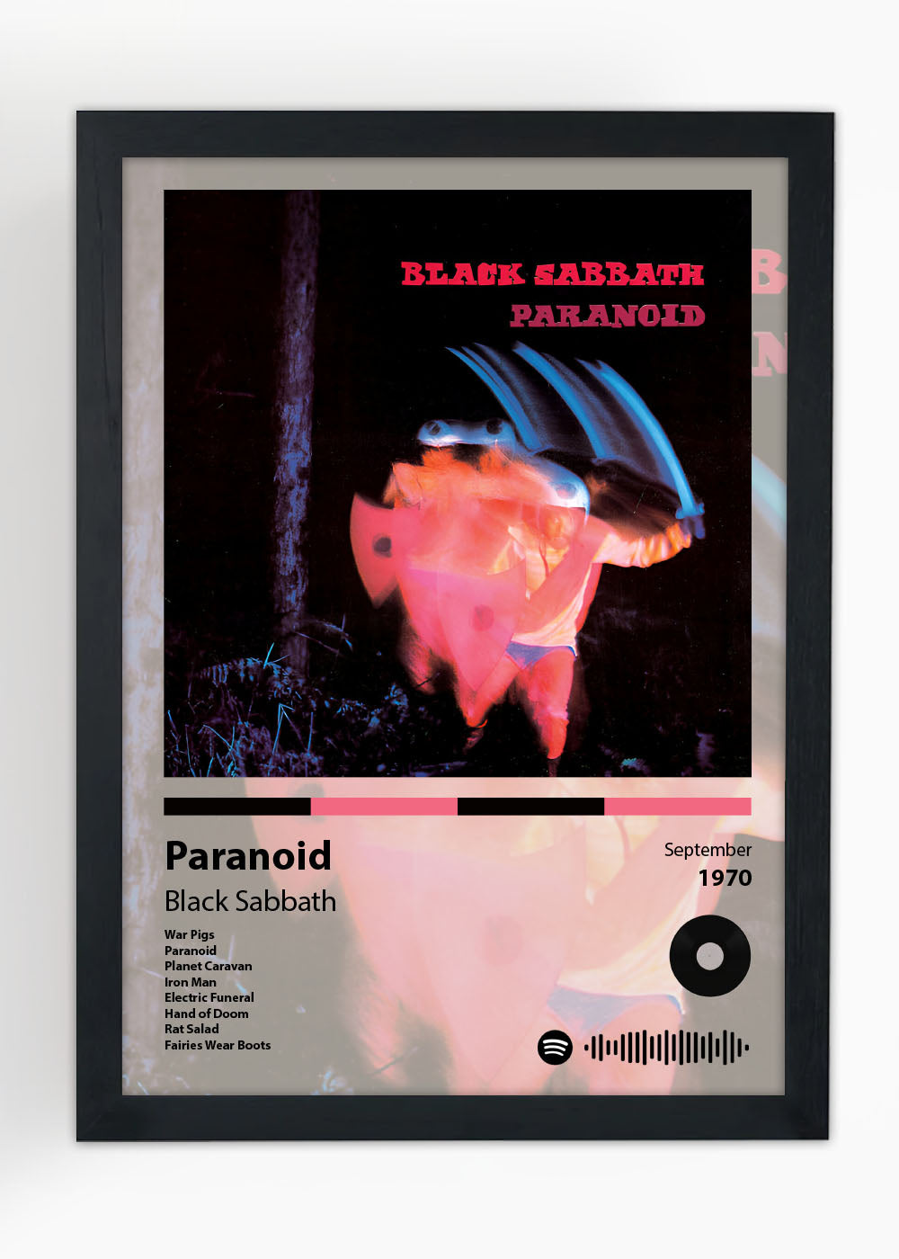 Quadro Decorativo Paranoid - Black Sabbath - Com vidro