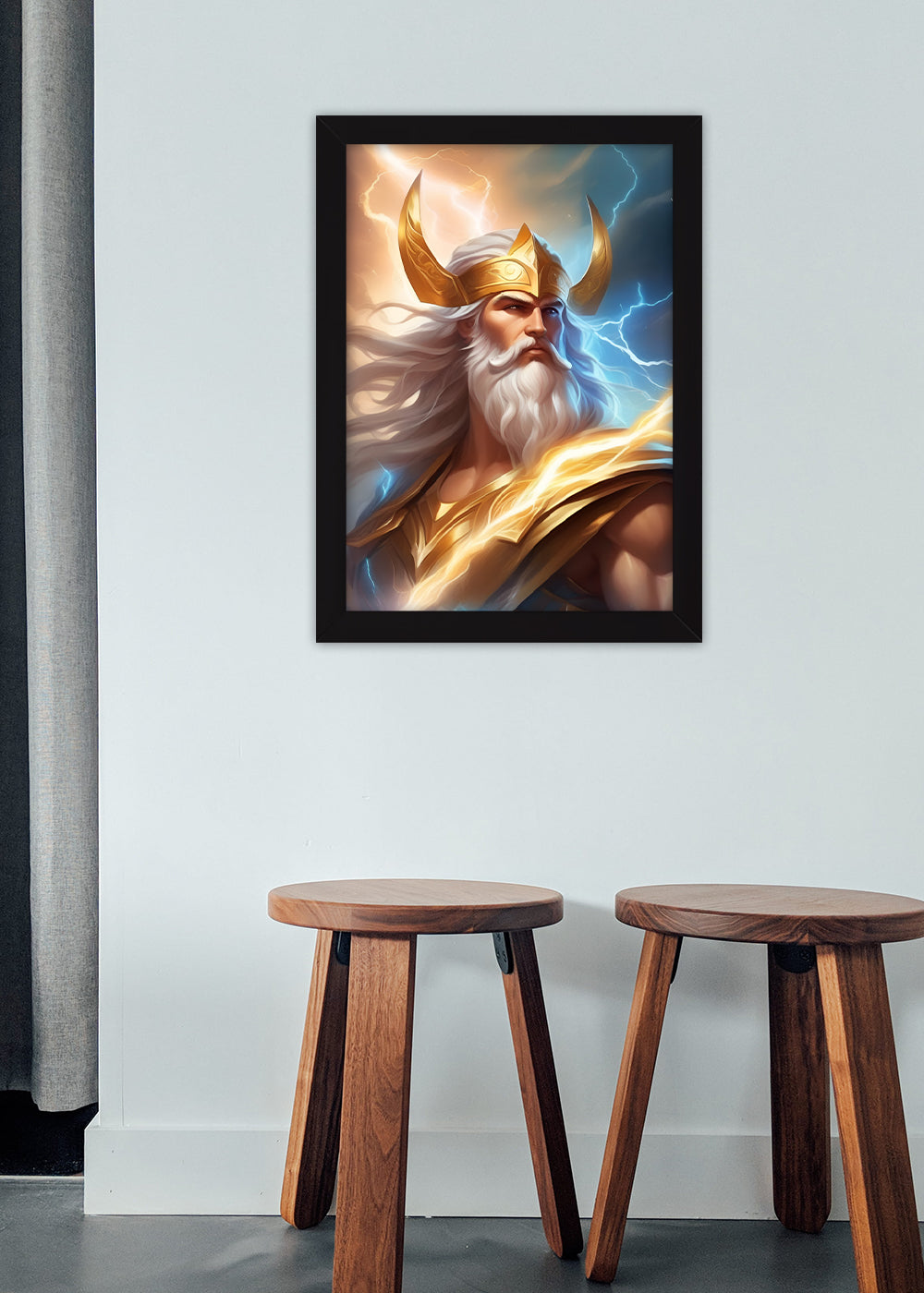 Quadro Decorativo Zeus deus do trovão - Com vidro