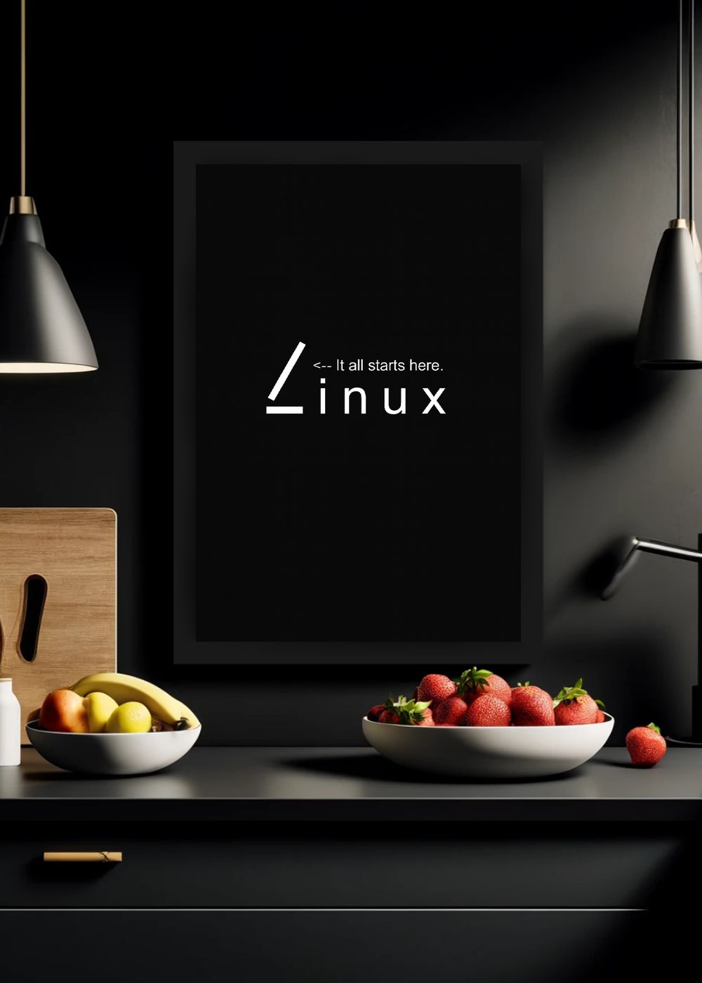 Quadro Linux: O Ponto de Partida com Vidro e Moldura