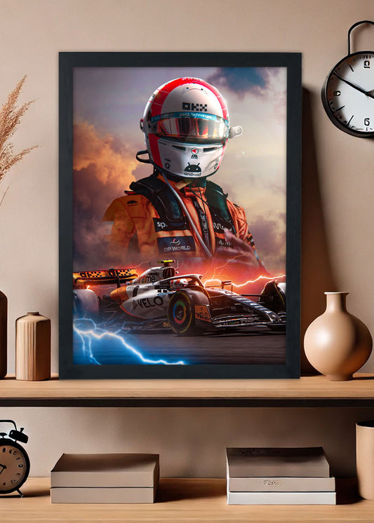 Quadro Piloto Lando Norris - Com vidro