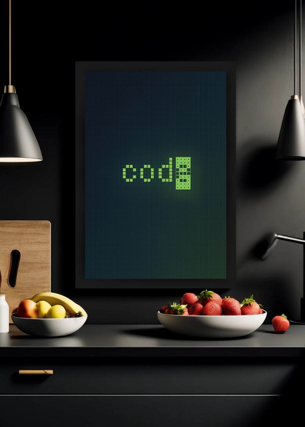 Quadro Geek Code Dev Pixels com Vidro e Moldura