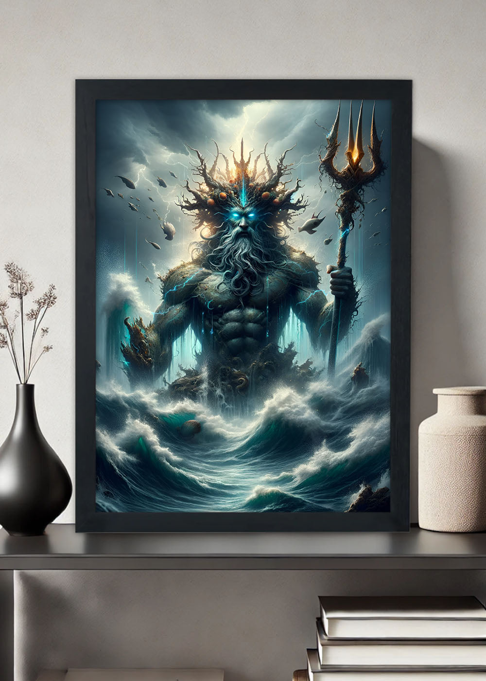Quadro Decorativo Poseidon o Deus protetor... - Com vidro