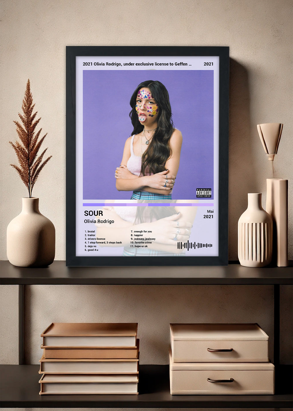 Quadro Olivia Rodrigo - Sour (Light) - Com Vidro