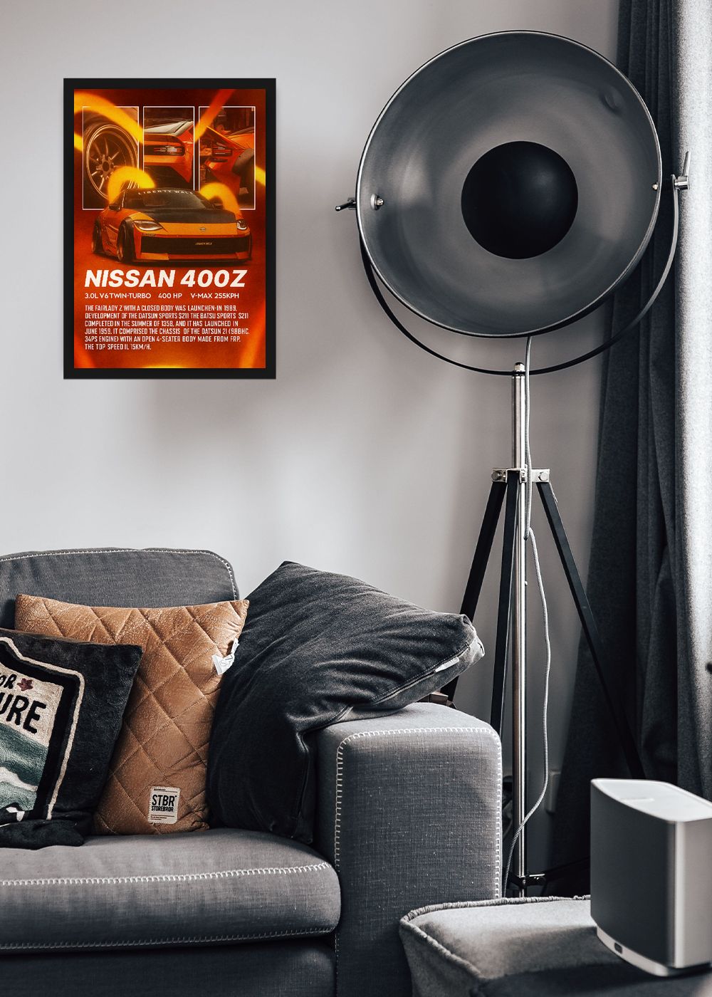 Quadro Com Vidro Nissan 400Z Liberty Walk com Moldura