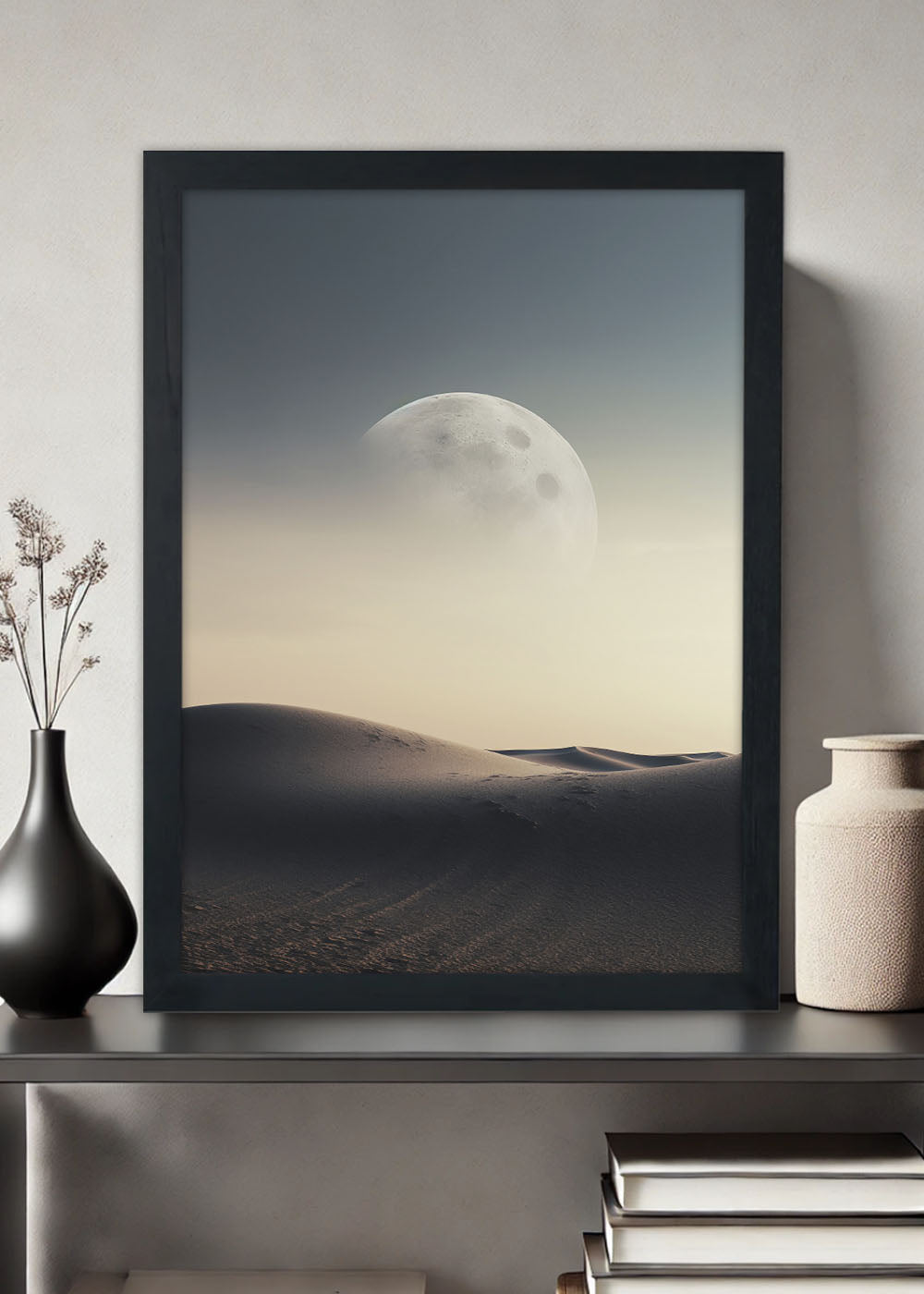 Quadro Decorativo Deserto ao luar - Paisagens - Com vidro