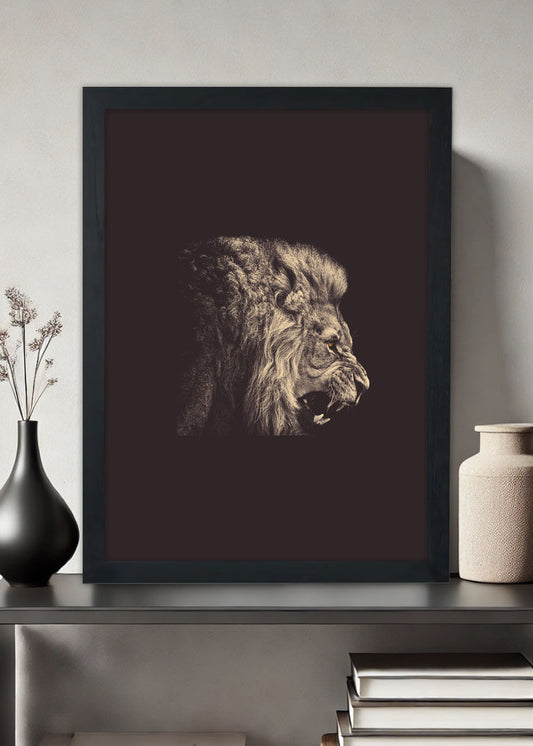 Quadro O leão que comanda todos animais - Com vidro