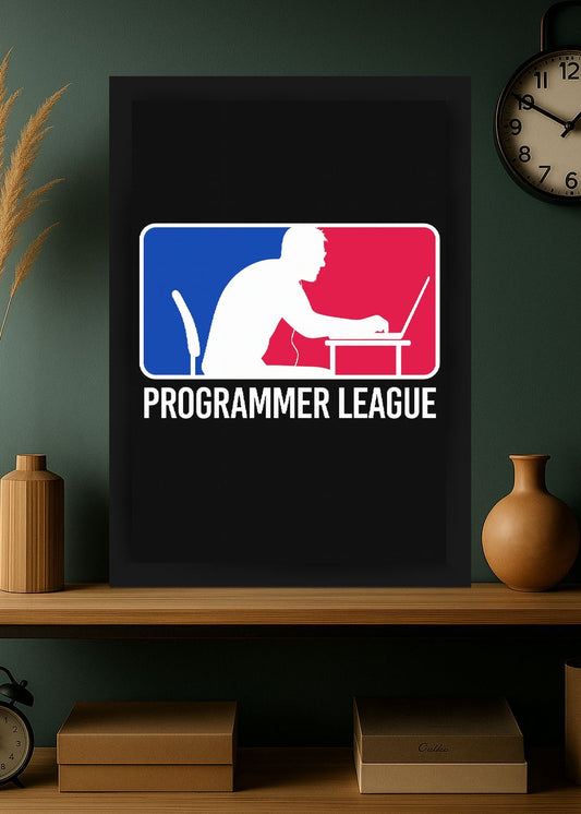 Quadro Programmer League Programação Com Vidro e Moldura