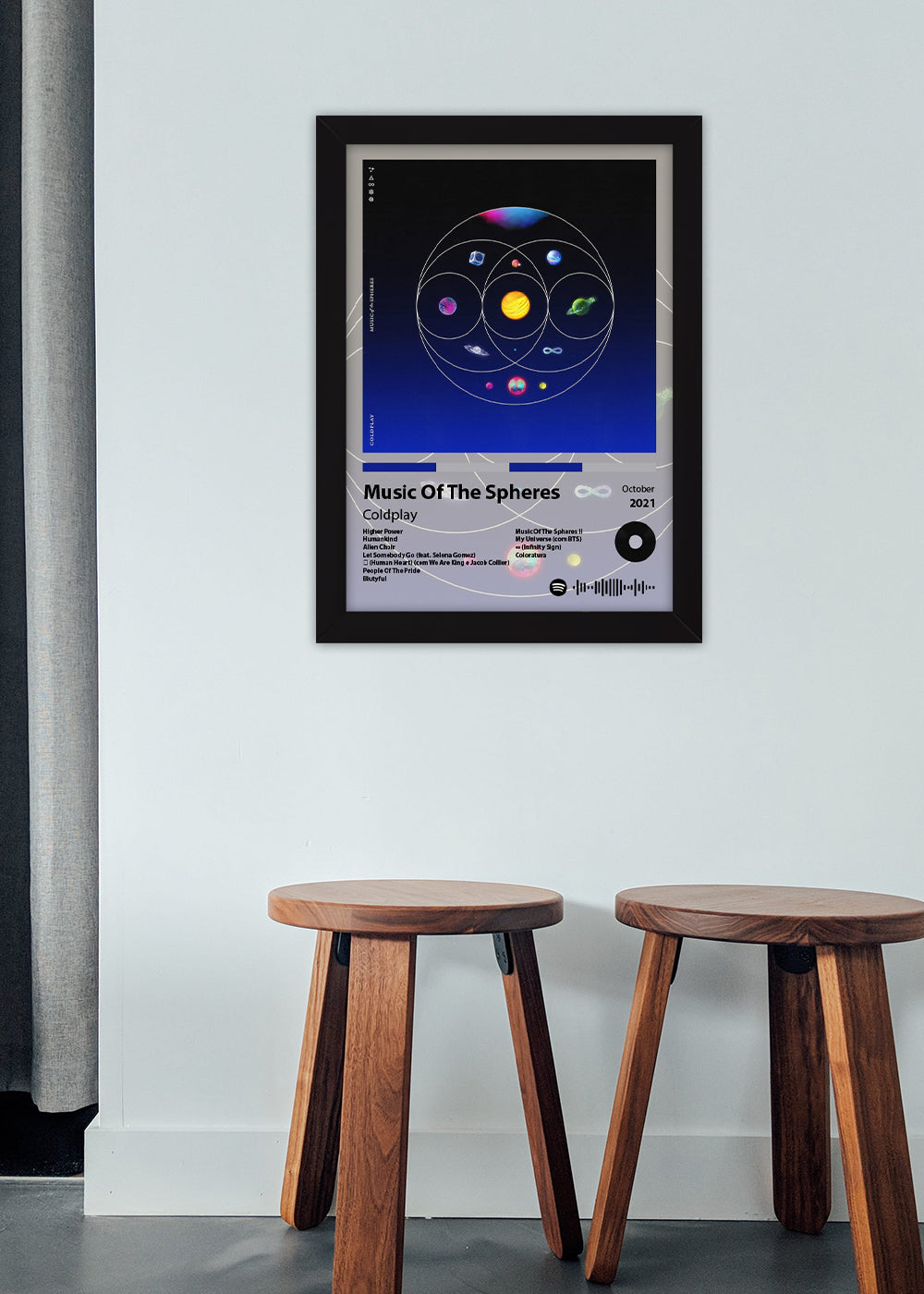 Quadro Decorativo Music of the Spheres Coldplay - Com vidro