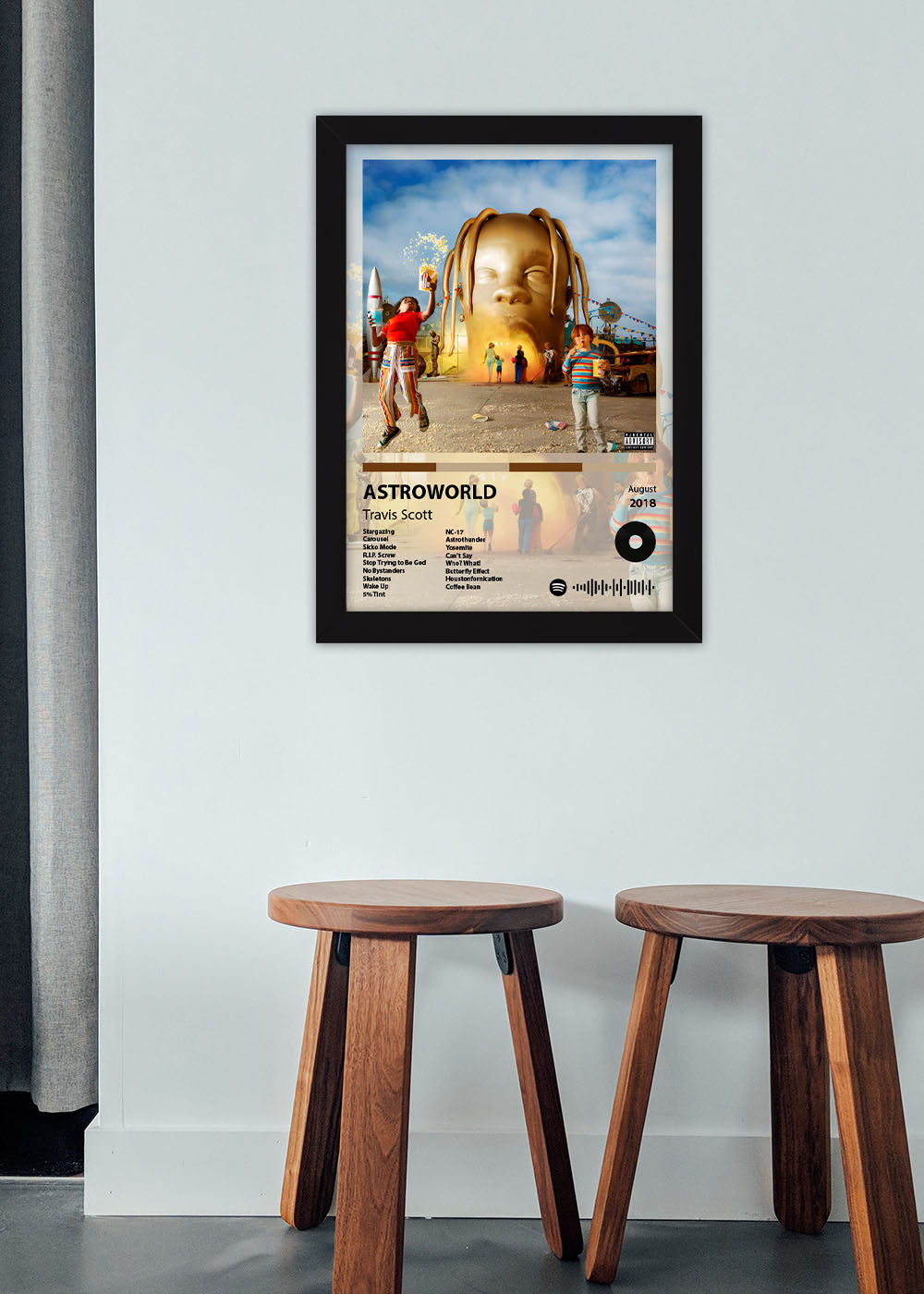 Quadro Decorativo ASTROWORLD - Travis Scott - Com vidro