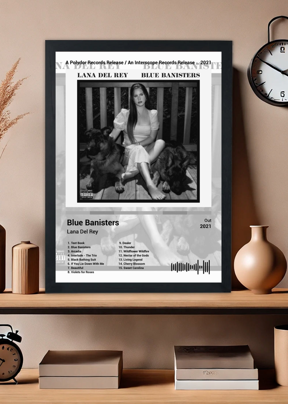 Quadro Lana Del Rey Blue Banisters (Black&white) Com Vidro