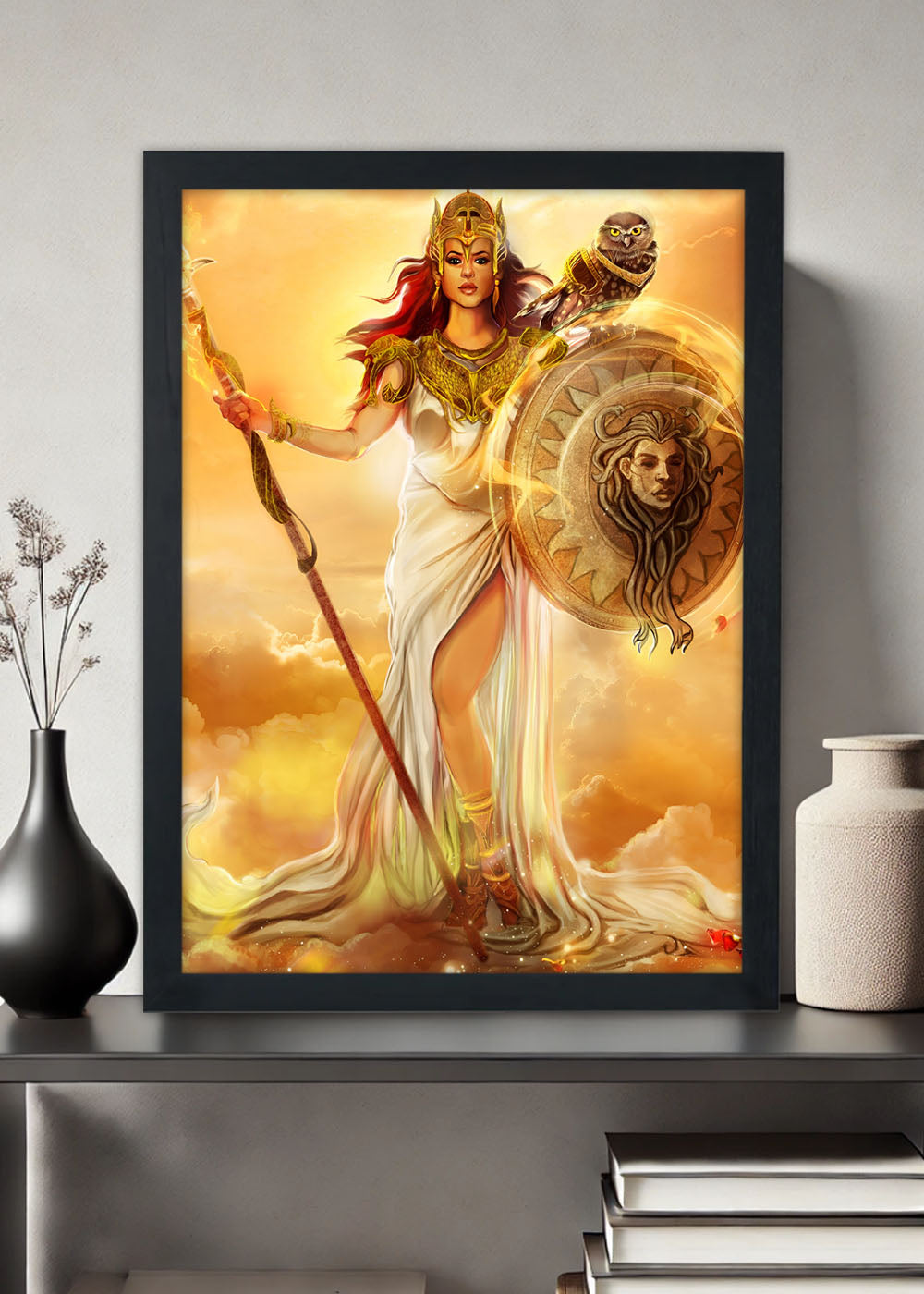 Quadro Decorativo Atena deusa da sabedoria e... - Com vidro